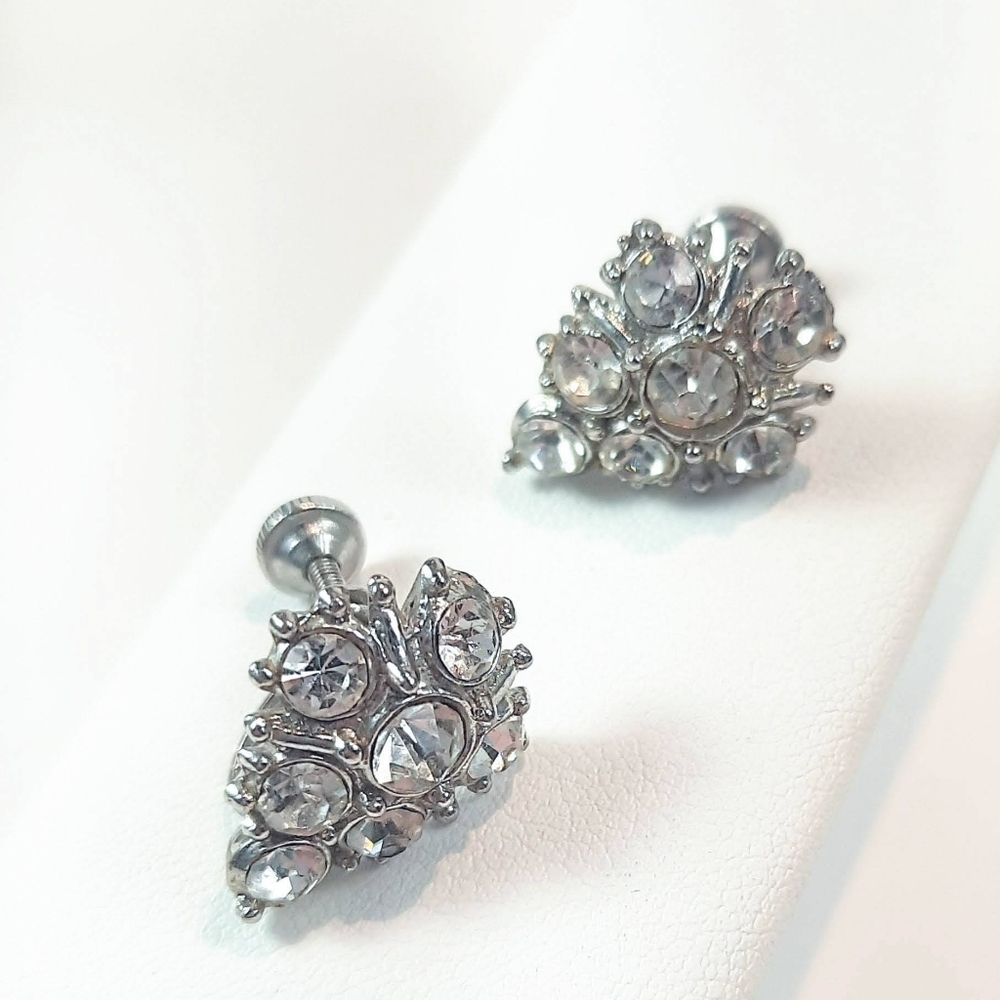 Antique screw back rhinestone earrings